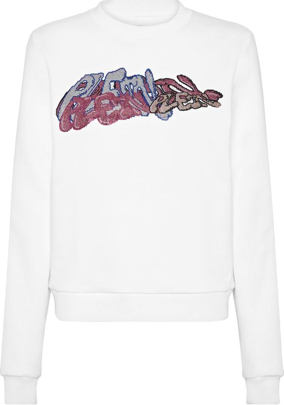 Philipp Plein - Hoodies & Sweatvesten - Wit - Katoen - Ronde Hals met Bombing Graffiti