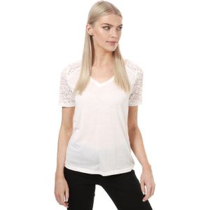 Jacqueline de Yong - Stinne - Damestop - Wit - Korte Mouwen - Kant