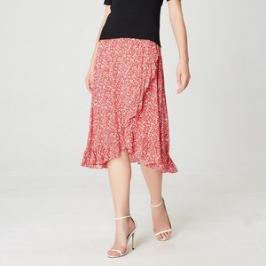 Cross - Ruffles - Bloemenprintrok - Licht - Trapeze Vorm - 79 cm Lengte