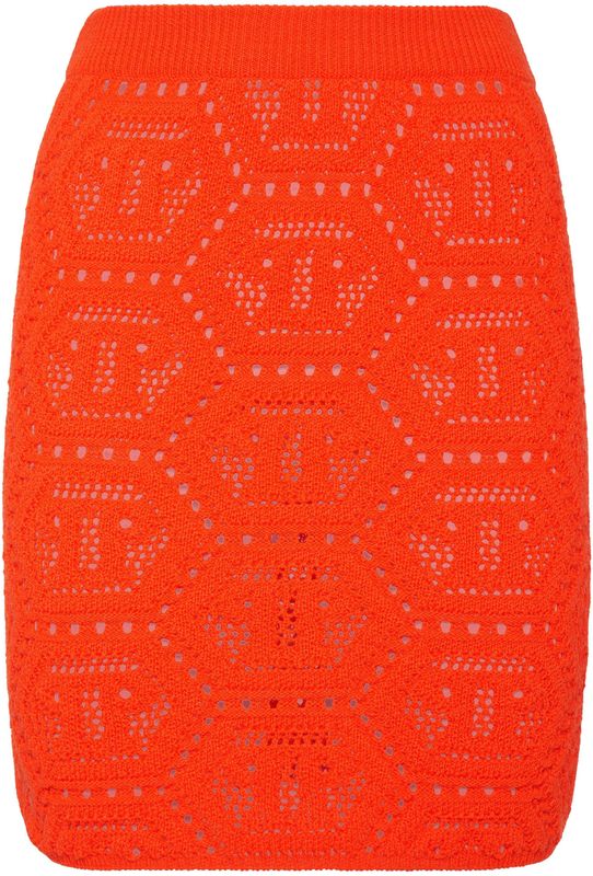 Philipp Plein - Knit Short Skirt Monogram - Mini Rok - Oranje