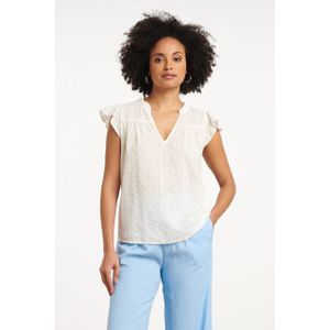 Smashed Lemon - 35009 - Top - Crème Wit - Geborduurde Bloemenprint