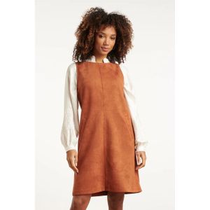 Smashed Lemon - Suèdine Jurk - Cognac - Hartjesprint - Korte Lengte