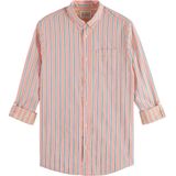 Scotch & Soda Dobby stripe roll up sleeves coral stripe