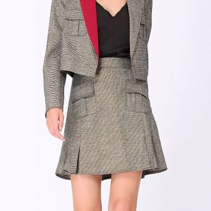 Korte rok met patchzakken en brede ruche