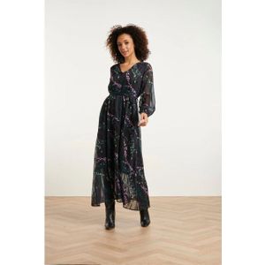 Smashed Lemon - 24752 - Chiffon Jurk - Zwart - Dierenprint