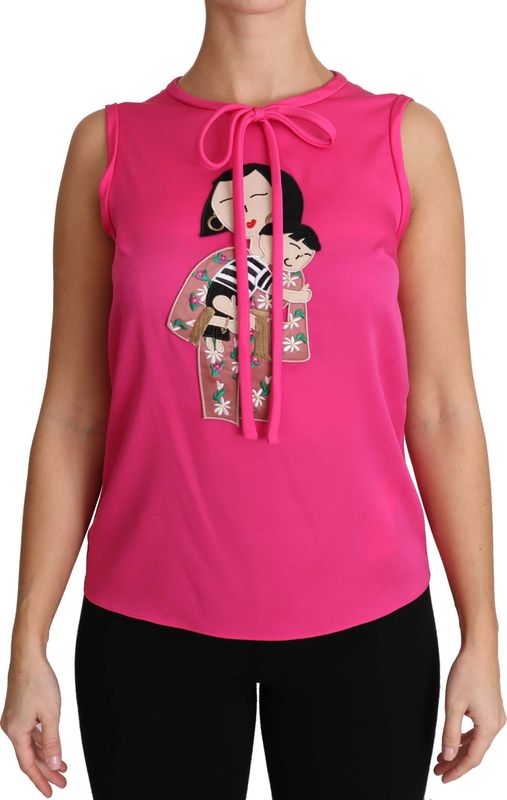 Dolce & Gabbana Roze Familie Zijde Tank Mama Blouse Top Shirt