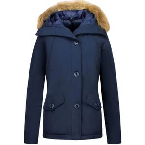 TheBrand - Korte Dames Winterjas - Blauw - Met Bontkraag