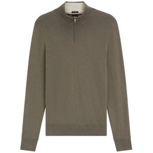 Hugo - Trui met Halve Rits en Col - Groen - Wol en Kasjmier - Heren