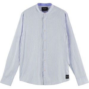 Scotch & Soda Relaxed fit- collarless shirt in blue striped