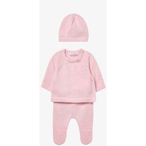 Mayoral - Baby Gift Set - Baby Rose - Driedelig - Gebreide Muts, Top en Broekje met Voetjes
