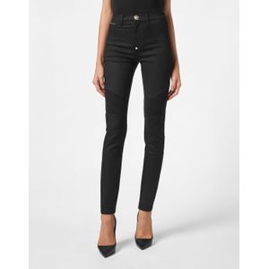 Philipp Plein - Denim High Waist Biker - Skinny Jeans - Wit - Stretch
