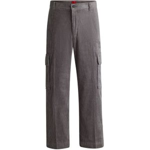 HUGO - Grady244 - Cargo Broek - Grijs - Regular Fit - Katoenen Corduroy