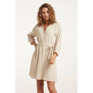 Smashed Lemon - Zand - Katoenen Jurk - 3/4 Mouwen - V-hals