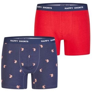 Happy Shorts Heren boxershorts kerst 2-pack donkerblauw/grijs