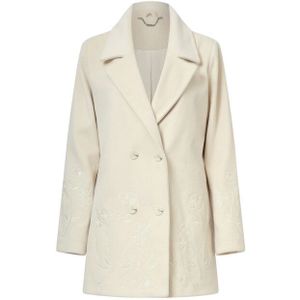 Smashed Lemon - Korte Jas - Off-white - Double Breasted met Bloemenborduursel