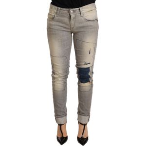 Acht Grijze Katoenen Slim Fit Denim Jeans