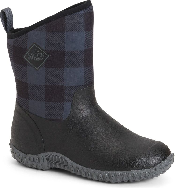Muck Boots Muckster II Mid Rubberen Zwart/Grijze Geruite Regenlaarzen