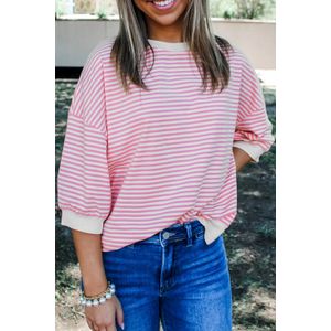 Gestreepte 34 Mouwen Top Relaxed Fit