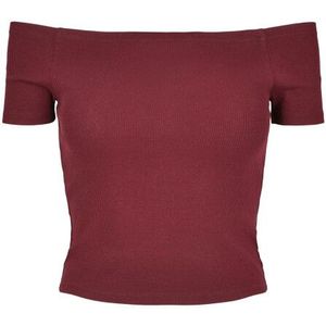 Urban Classics Dames geribd off shoulder t-shirt