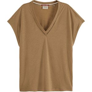 Scotch & Soda V-neck ladder detail loose fit t-sh light army