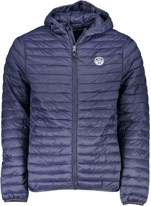 Quilted Hooded Jacket - Blauw - Tussenjas - Polyamide - Met Capuchon