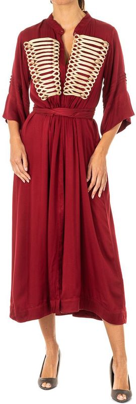 La Martina - 3/4 Mouw Jurk - Bordeauxrood - Dames - Katoen