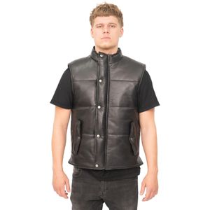 Klassiek - Nottingham - Puffervest - Zwart - Gemaakt van Premium Volnerf Nappaleer