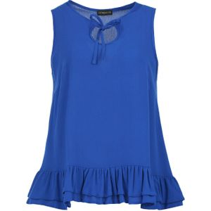 Saffier - Crepe Ruffle Top - Saffierblauw - Mouwloos