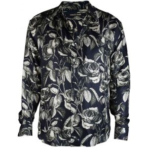 Roberto Cavalli - Overhemd - Zwart - Bloemrijk - 100% Zijde