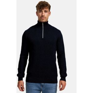 Kronstadt Carlo Sweatshirt ritssluiting marine, Effen