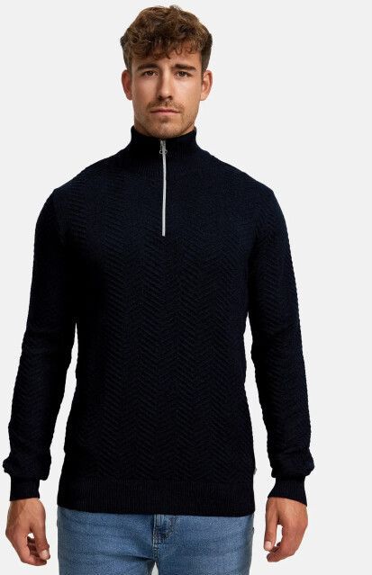 Kronstadt Carlo Sweatshirt ritssluiting marine, Effen