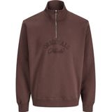 JACK & JONES Jorbleecker Branding Sweat High Neck Bf, Diepe mahonie, L