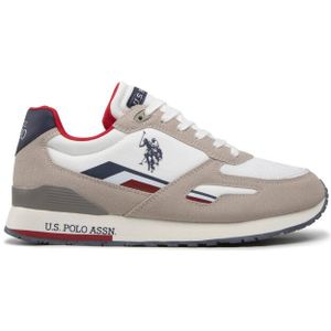 U.S. Polo Assn. Tabry Heren Sneaker - Wit/Beige - Eco-suède & Textiel-Mesh