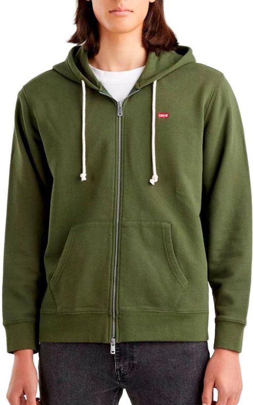 Levi's - Cotton Sweater - Groen - Heren - Met Ritssluiting en Capuchon