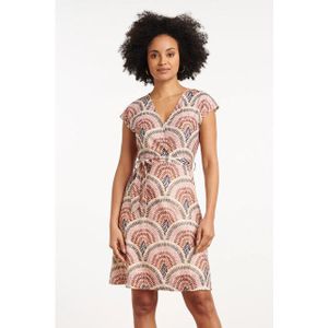 Smashed Lemon - 35128 - Korte Stretch Jurk - Abstracte Print - V-halslijn