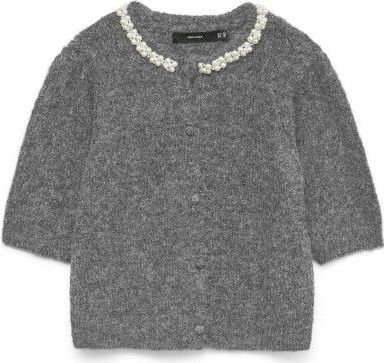 Vero Moda - Vmocean 2/4 O-neck Jewellery Cardig - Vest - Medium Grey Melange