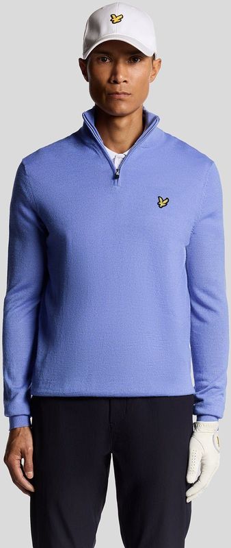 Lyle & Scott - Golf 1/4 Zip - Wolmix Trui - Blauw
