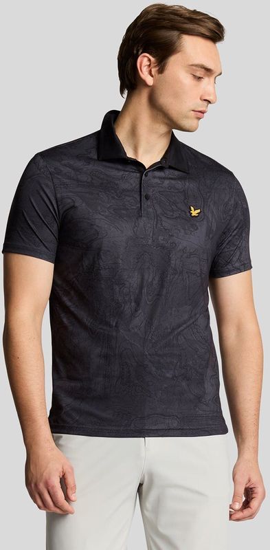 Lyle & Scott - Contour Geprinte Polo Shirt - Zwart - Poloshirt