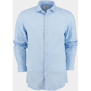 Bos Bright Blue Casual hemd lange mouw avenue li-co ws plain shirt l 24107av01bo/210 l.blue