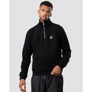 Belstaff - Quarter Zip Sweatshirt - Zwart - 100% Katoen Fleece