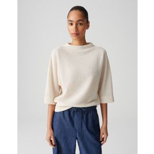 Opus - Gulopi - Sweater - Ecru - 64% Polyester, 34% Katoen, 2% Elasthaan