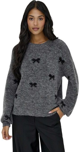 Only - Onlbrunhilda Life - Trui - Medium Grey Mel/black/mini - Dames