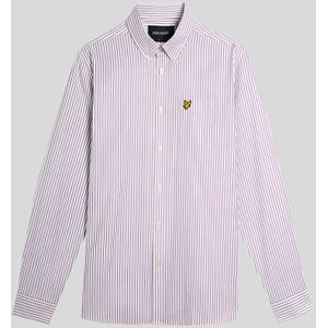 Lyle & Scott - Jacquard Streep Shirt - Wit - Langarmgeweven Shirt