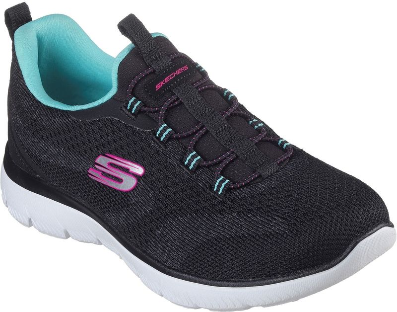 Skechers - Toppen voor Vrouwen - Grijs - Gebreid - Neon Roze Paarse Rand