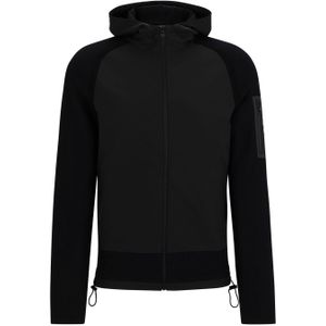 BOSS - Mixed-Material Zip Hip Hoodie - Zwart - Gemengde Materialen