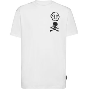 Philipp Plein - V-Neck T-Shirt Logo Skull - Wit - Heren - Katoen