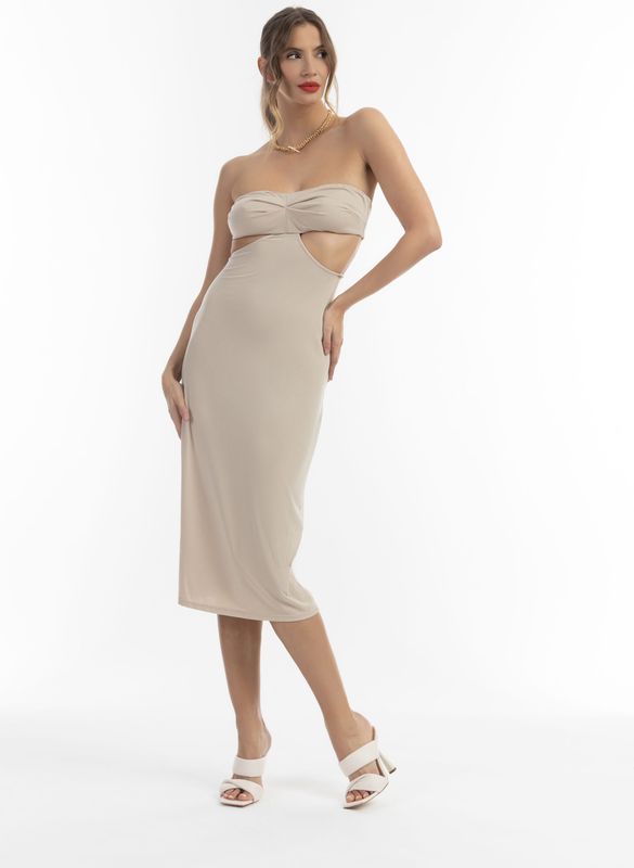 midi-jurk faina met uitsnijdingen