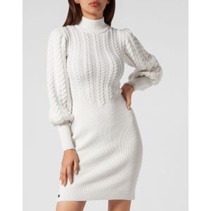 Philipp Plein - Wool Turtleneck Dress LS - Jurk - Wit - Dames