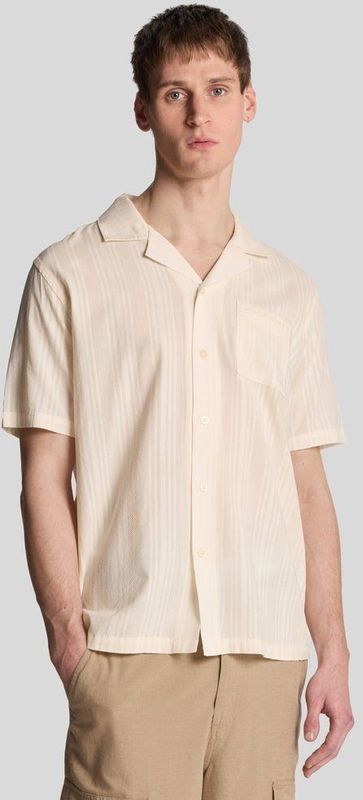 Lyle & Scott - Broderie Resort Shirt - Beige - Korte Mouwen