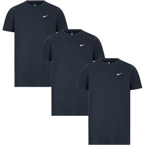 Nike - T-shirts - Marineblauw - 3-pack - Ronde Hals - Geborduurd Swoosh-logo